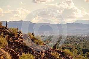 View of Phoenix and Tempe from Camelback Mountain in Arizona,