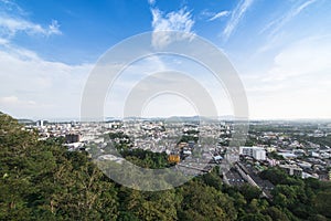 View of Phuket city with blue sky from Rang hill,Phuket city vie