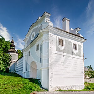 View at the Piargska gate in Banska Stiavnica, Slovakia