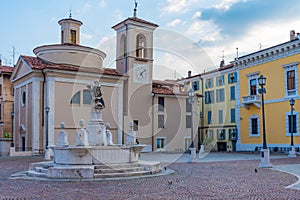 View of Piazza del Mercato in Brescia, Italy