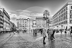 View of Piazza di Spagna, iconic square in Rome, Italy