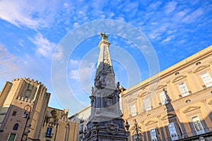 View of the Piazza San Domenico Maggiore, one of the most important squares in the historical center of Naples.