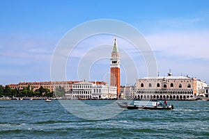 View of Piazza San Marco with Campanile, Palazzo Ducale and Biblioteca in Venice, Italy photo
