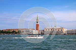 View of Piazza San Marco with Campanile, Palazzo Ducale and Biblioteca in Venice, Italy photo