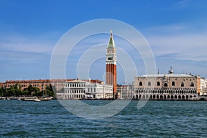 View of Piazza San Marco with Campanile, Palazzo Ducale and Biblioteca in Venice, Italy photo