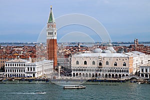 View of Piazza San Marco with Campanile, Palazzo Ducale and Biblioteca in Venice, Italy photo