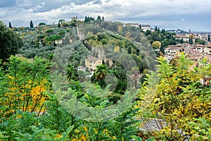 View from Piazzale Michelangelo to the Bardini gardens Giardino Bardini and Montecuccoli hill photo