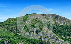 View of Pic du Jer, Lourdes city in the french Pyrenees