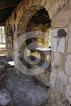 The View of Picnic Table and Stone Grill