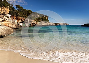 view of the picturesque Cala Llombards in southwestern Mallorca