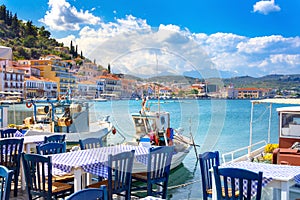 View of the picturesque coastal town of Gythio, Peloponnese.