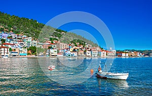 View of the picturesque coastal town of Gythio, Peloponnese.