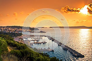 View of the picturesque coastal town of Pylos, Peloponnese. photo