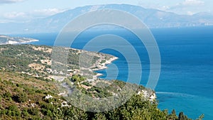 View of the picturesque coastline of Zakynthos Island