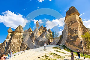 Unique Fairy Chimneys rock formation Cappadocia Turkey