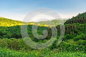 View of the picturesque forest and mountains of Transcaucasia, landscapes of Armenia