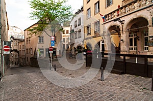 View of a picturesque narrow street in the city of Luxembourg