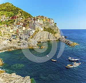 A view of the picturesque village of Manarola, Cinque Terre, Italy