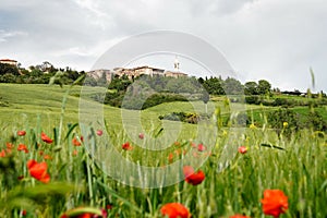 View of Pienza in spring Tuscany landscape