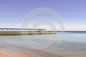 View of pier and breakwater of baltic sea