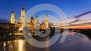 View of the Pilar Cathedral in Zaragoza, Spain