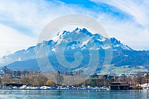 View of Pilatus Mountain from Lake Lucerne, Switzerland
