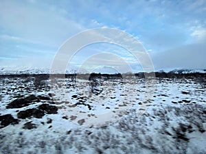 A view of the Pingvellir National Park in Iceland in the winter