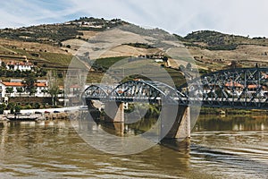View from Pinhao village in Portugal to Douro valley and river