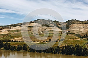 View from Pinhao village in Portugal to Douro valley and river