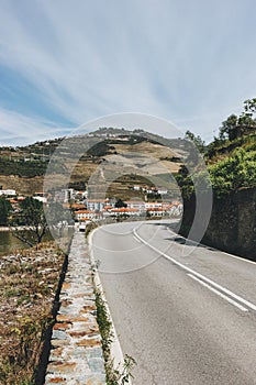 View from Pinhao village in Portugal to Douro valley and river