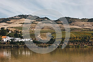 View from Pinhao village in Portugal to Douro valley and river