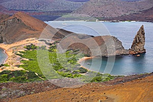 View of Pinnacle Rock on Bartolome island, Galapagos National Pa