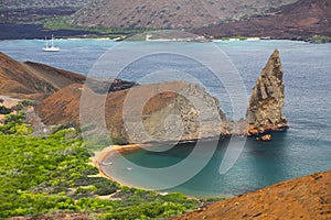 View of Pinnacle Rock on Bartolome island, Galapagos National Pa photo