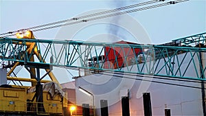 View of pipelayaer crane from platform