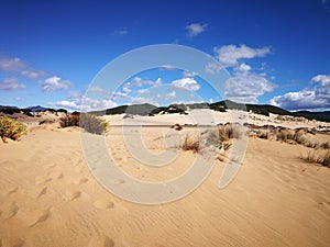 View of Piscinas Dune in Sardinia, a natural desert