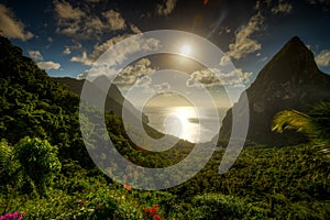 A view of the Pitons in St. Lucia