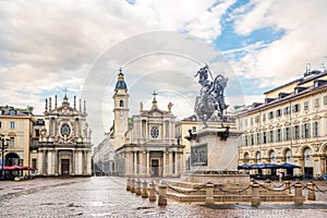 View at the Place of San Cerlo in cemtre of Turin - Italy