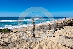 View on Plage de Horizon, Plage de l\'ocean near Le Phare du Cap p Ferret peninsula, France, southwest photo