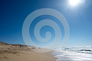 View on Plage de Horizon, Plage de l\'ocear Le Phare du Cap Ferret and Duna du Pilat, Cap Ferret peninsula, France, southwest photo