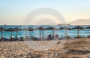 Plaka beach in the afternoon. Naxos, Greece.