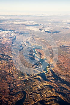 View from the plane of the artificial lake Mar de Castilla