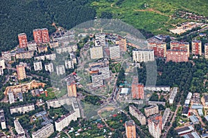 View from the plane on the residential quarter