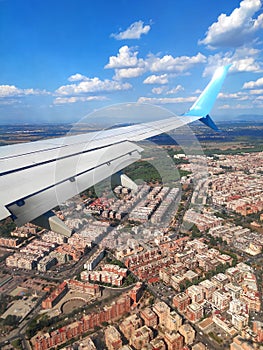 View from plane window to Rome, Italy