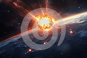 View of the planet Earth from space during a sunrise