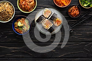 View of plate with gimbap and