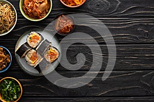 View of plate with gimbap near