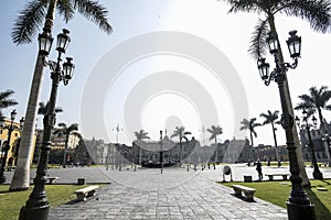 View of the Plaza Mayor of Lima. Peru, Historic city.