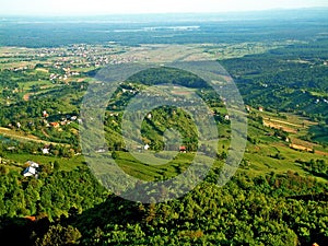 View from the Plesivica mountain to the Turopolje region, Jastrebarsko Croatia / Pogled sa planine PleÅ¡ivice na regiju Turopolje