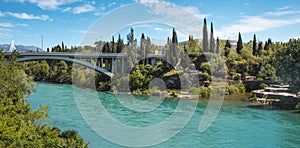 View of Podgorica city with the Moraca river in Montenegro