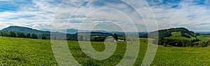 View from Podlesie above Leszna Gorna village in Beskid mountains in Poland